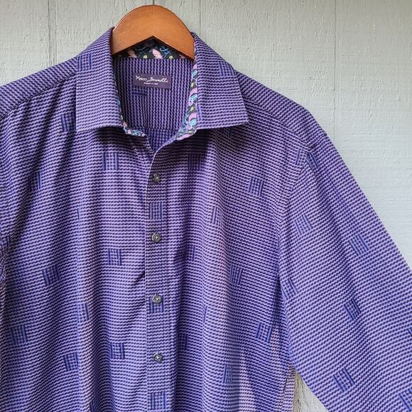 Marco Brunelli Size L Purple Patterned Long Sleeve - Picture 1 of 11